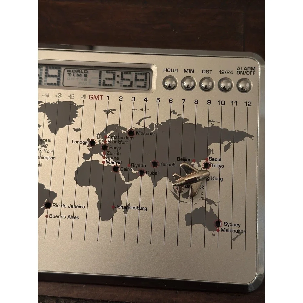 Brink World Time Alarm Clock Pin NOT Included.  Powers On